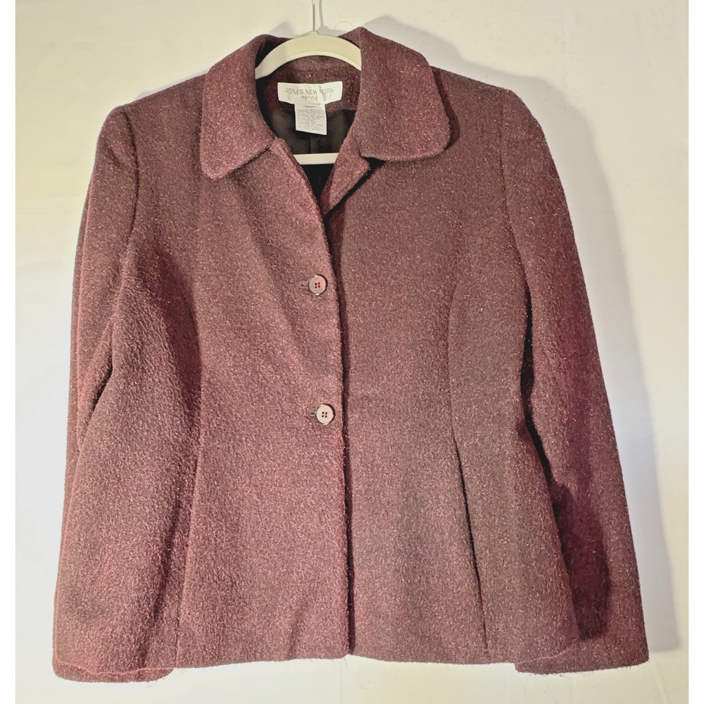 Jones New York womens Blazer Burgundy two button work casual 12P